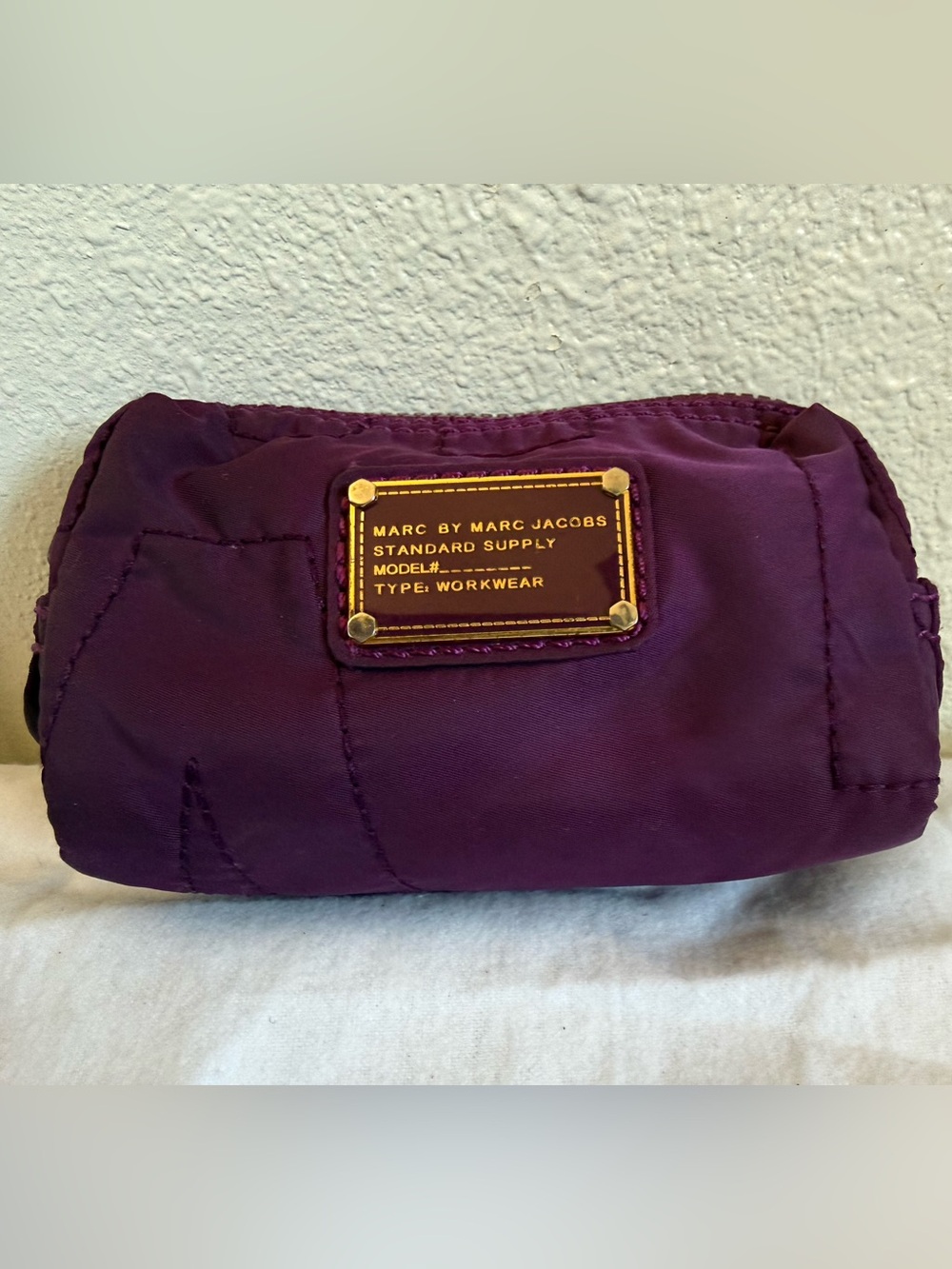 Marc by Marc Jacobs Standard Supply Nylon Cosmetic Pouch Purple Logo Makeup Bag